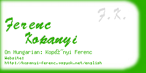 ferenc kopanyi business card